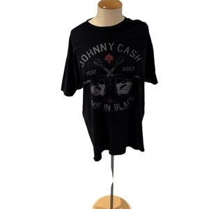 Black Graphic Tee - Johnny Cash Design - size L
